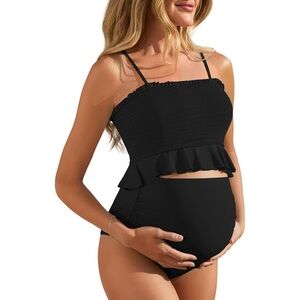 Elegant Black Maternity Swimwear